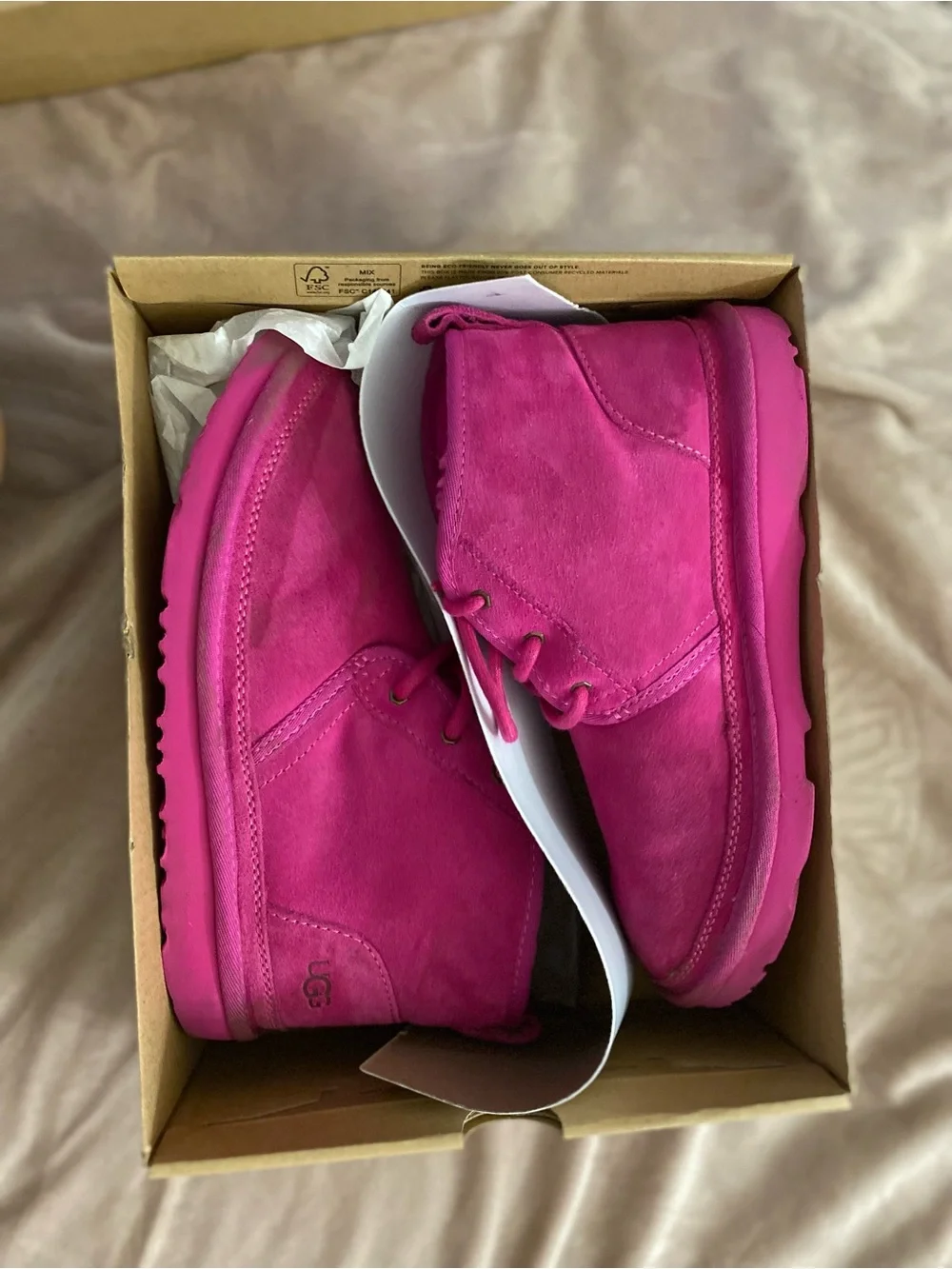 UGG Hot Pink Suede Lace-Up Ankle Booties